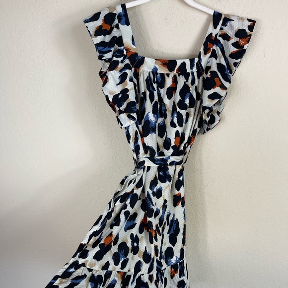 Joy Joy Leopard Cotton Mini Dress Belted Size Small - Picture 2 of 4